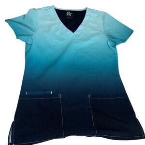 Gradient Blue V-Neck Scrub Top